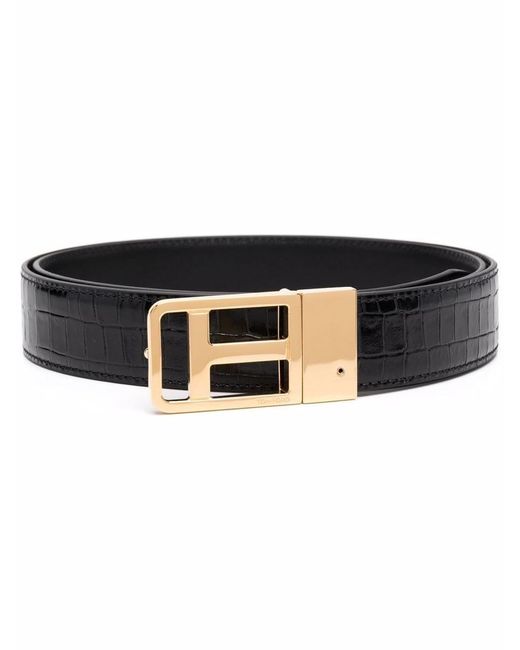 Tom Ford Black Embossed Leather Belt For for men