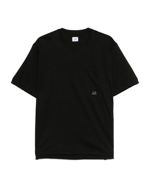 C P Company Black Cotton T-Shirt for men