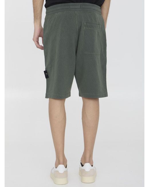 Stone Island Green Cotton Bermuda Shorts for men