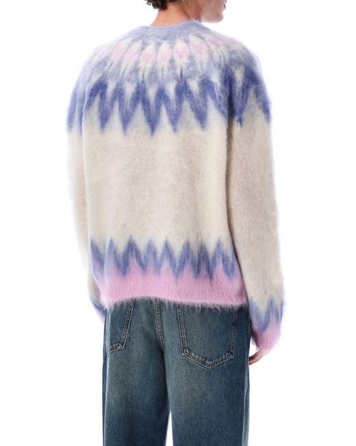 Isabel Marant Blue Nicolas Mohair Blend Sweater With Fair Isle Pattern for men