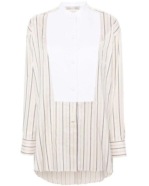 Stella McCartney White Contrasting-panel Striped Shirt