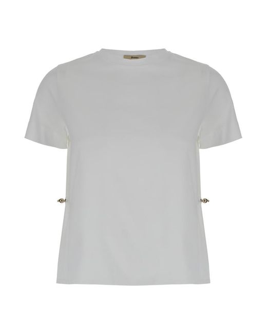 Herno Gray T-Shirt With Drawstring And Cut-Out