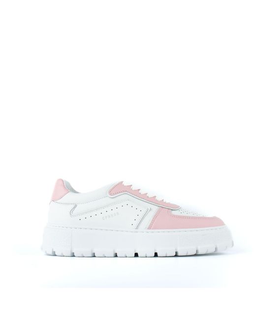 COPENHAGEN White Two-tone Leather Sneakers Pink Details
