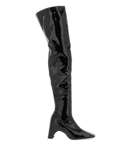 Coperni Black Stretch Patent Faux Leather Cuissardes Boots