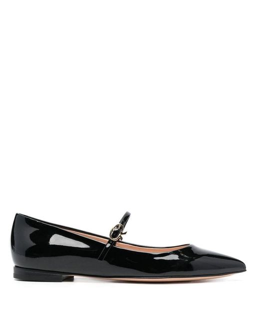 Gianvito Rossi Ribbon Jane Patent Leather Ballet Flats in Black | Lyst