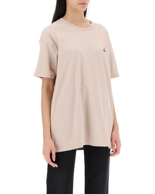 Vivienne Westwood Natural Classic T-Shirt With Orb Logo