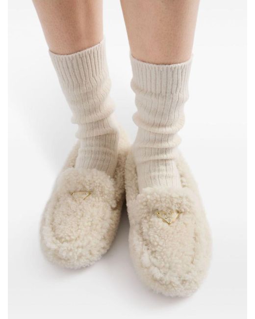 Prada Natural Shearling Driving Shoes