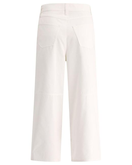 Max Mara White "Vincent" Wide-Fit Cotton Gabardine Trousers