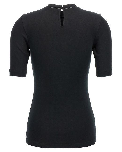 Brunello Cucinelli Black Monile Ribbed T-Shirt