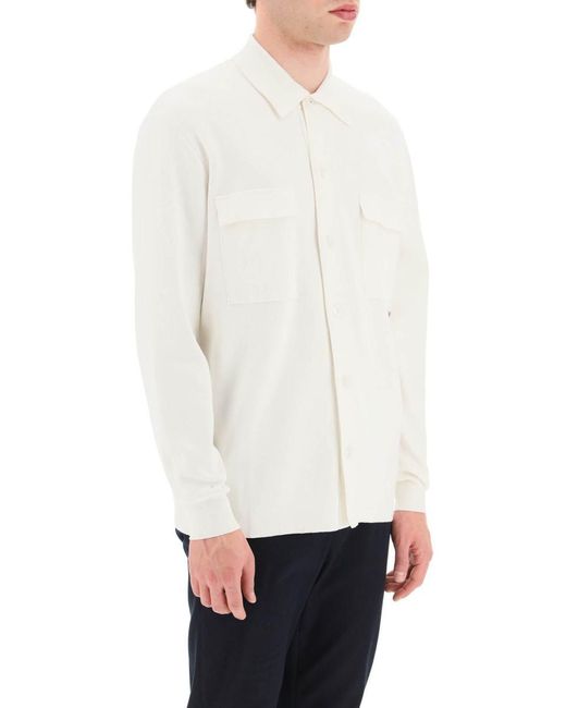 Agnona White Soft Silk-blend Shirt for men