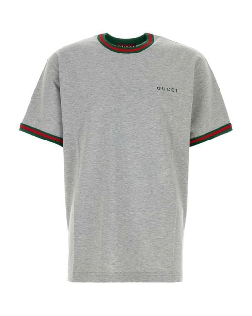 Gucci Gray Web Detail Cotton T-shirt for men