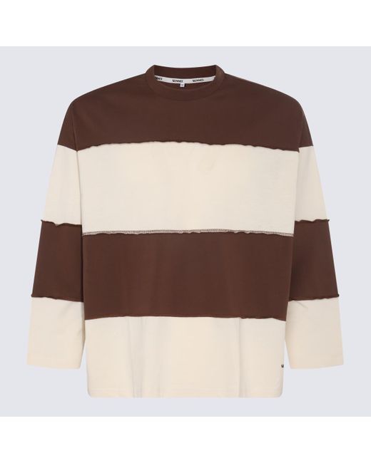 Sunnei Cream And Brown Cotton T-shirt for men