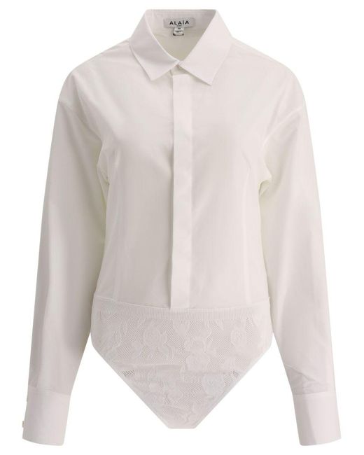 Alaïa White Poplin Body-Shirt