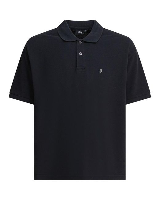 Stussy Classic Pique Polo in Black for Men | Lyst