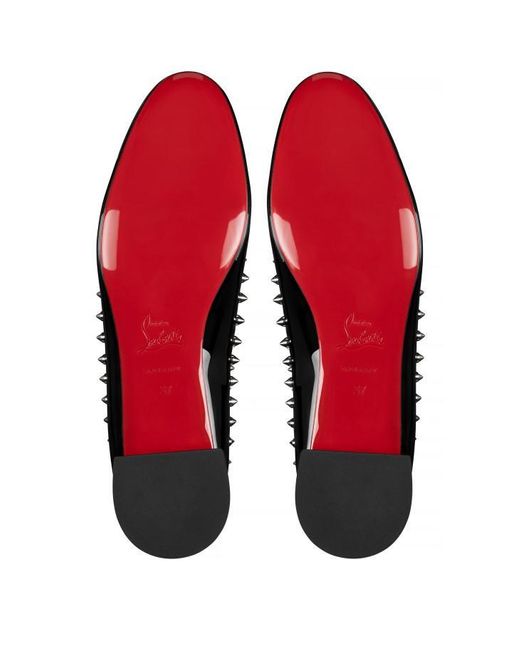 Christian Louboutin Black Pilouta Jane Spikes Patent Flat