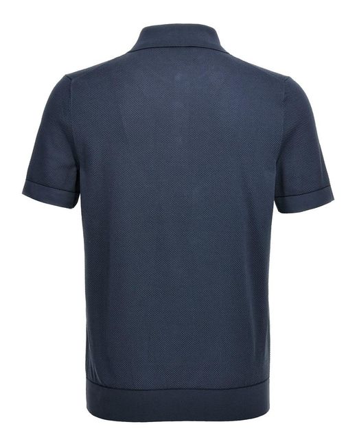 Brioni Blue Textured Shirt Polo for men