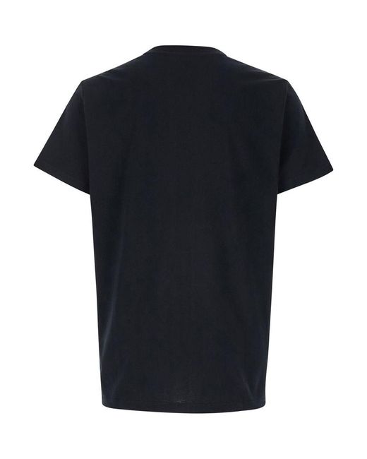 Balmain Black Cotton Logo Print T-Shirt for men