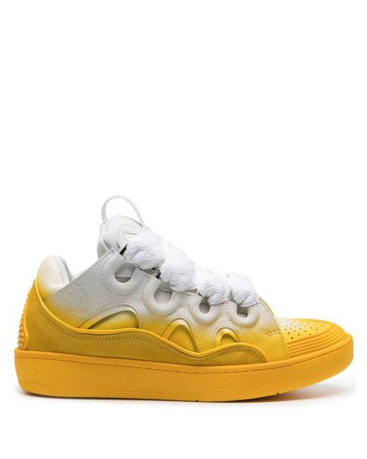 Lanvin Yellow Spray-painted Curb Sneakers