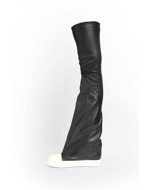 Rick Owens Black Thigh-High Leather Sneaker Boots