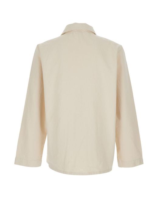 A.P.C. White 'kerlouan' Beige Jacket With Classic Collar And Front Button Closure In Cotton Man for men