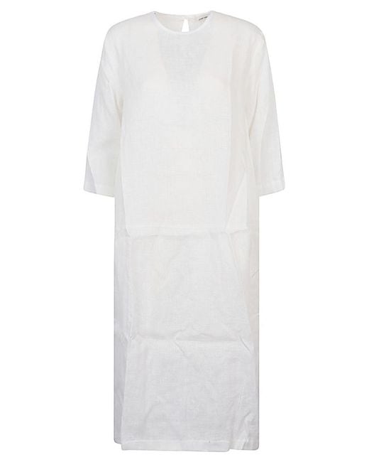 Liviana Conti White Linen Midi Dress