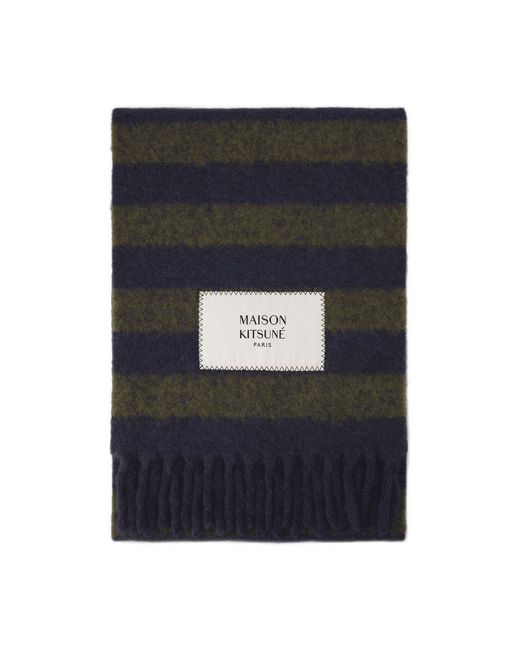 Maison Kitsuné Black Rugby Stripes Scarf
