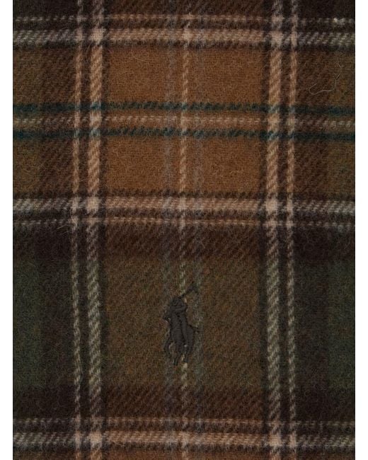 Polo Ralph Lauren Green Scarf With Pony Embroidery On The Front And All-Over Check Motif for men