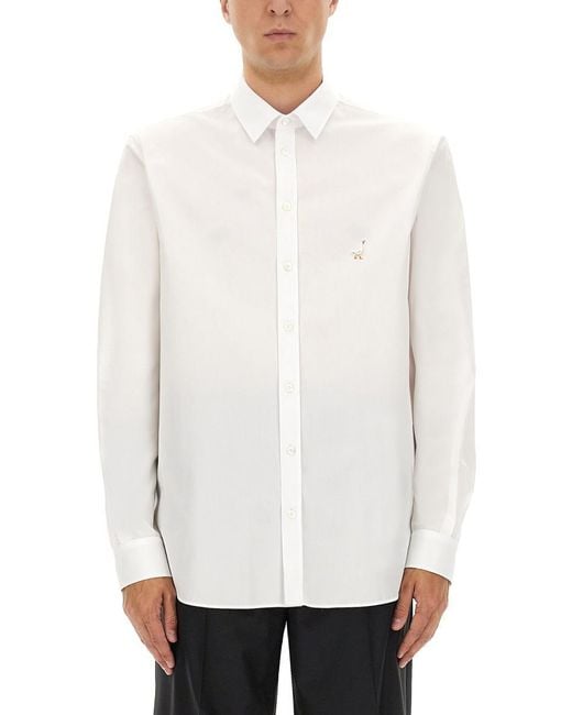 Moschino White Structured Cotton Poplin Shirt for men
