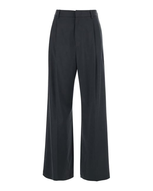 Tela Blue 'Niside' Trousers With Belt Loops And Pleats On The Front