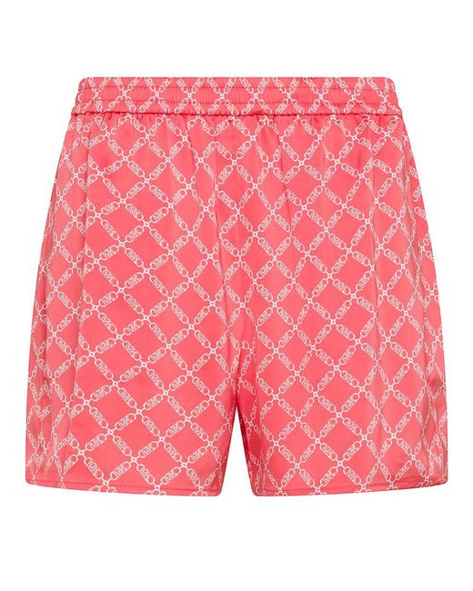 Michael Kors Red Shorts With Chain And Logo Print