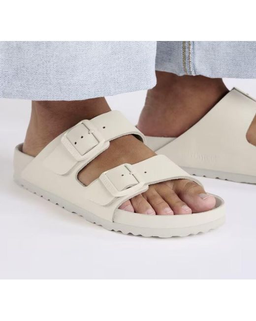 Birkenstock White Arizona Exquisite, Natural Leather