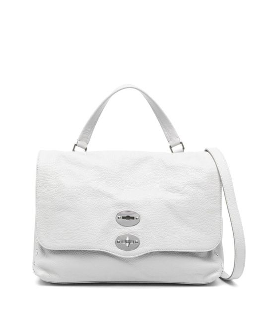 Zanellato White Medium Postina Leather Tote Bag