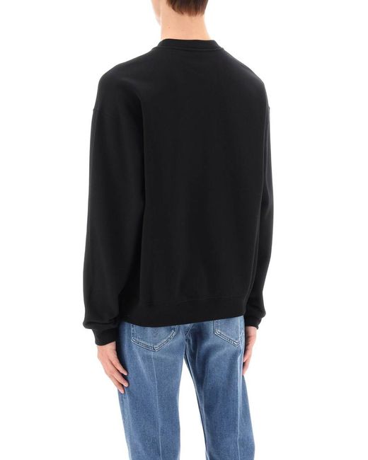 Versace Black Crew-neck Sweatshirt With City Lights Print for men