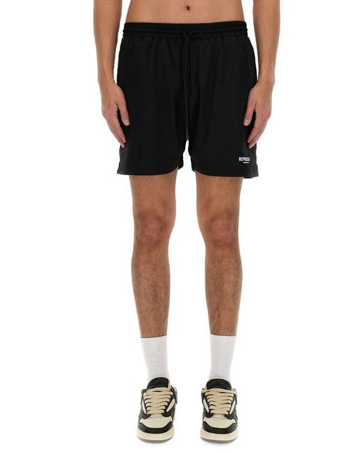 Represent Black Mesh Bermuda Shorts for men