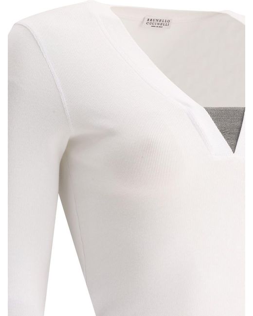 Brunello Cucinelli White Precious Insert T Shirt