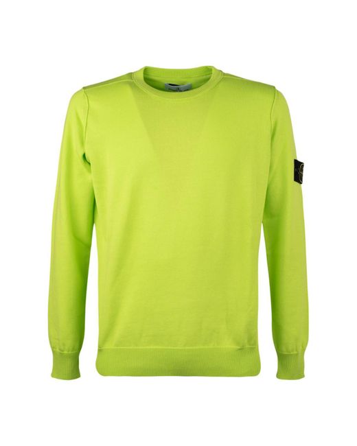 Stone Island Green Lime Round Neck Sweater for men
