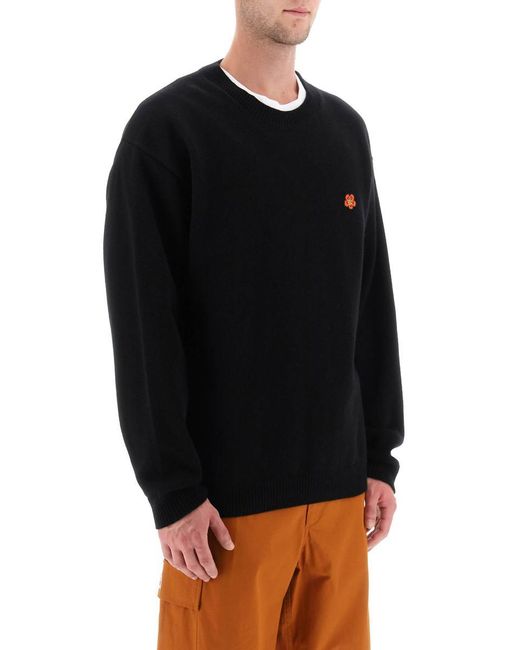KENZO Black Sweater With Boke Flower Patch for men
