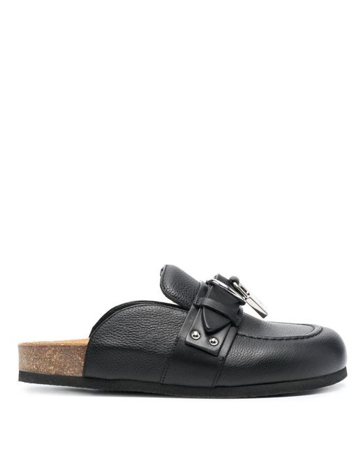 J.W. Anderson Black Leather Gourmet Chain Flats