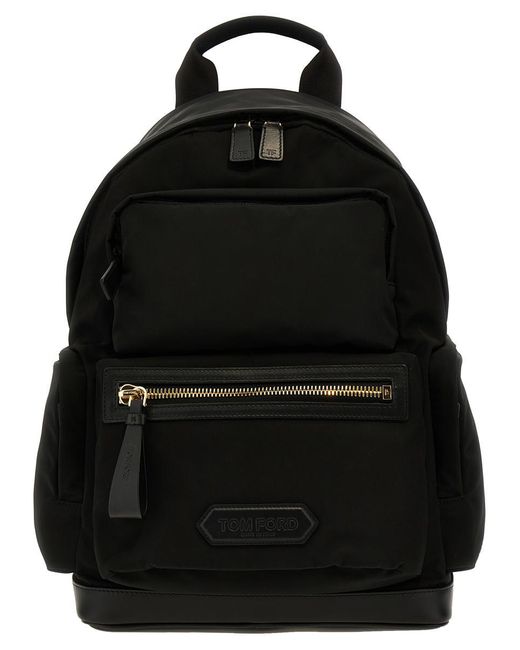 Tom Ford Black Logo Nylon Backpack Backpacks for men