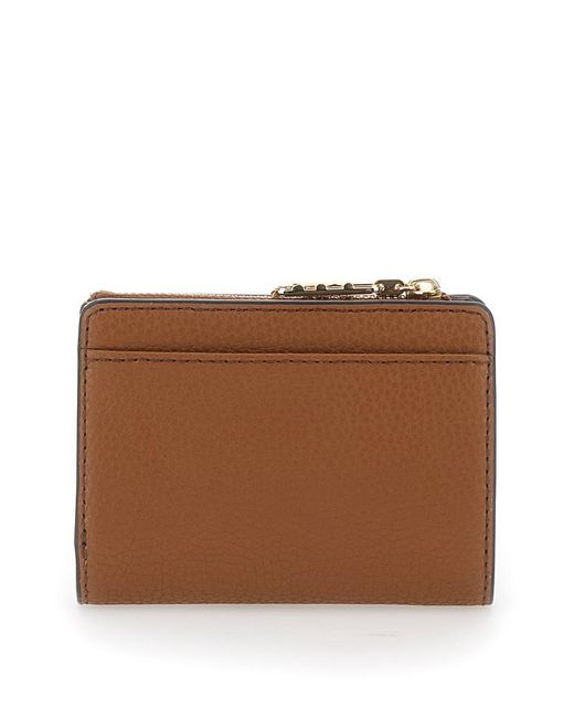 Michael Kors Brown Leather Snap Coin Billfold