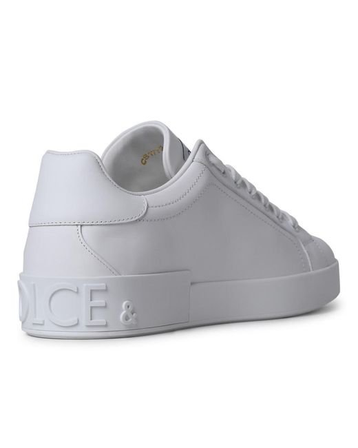 Dolce & Gabbana Portofino White Leather Sneakers for men