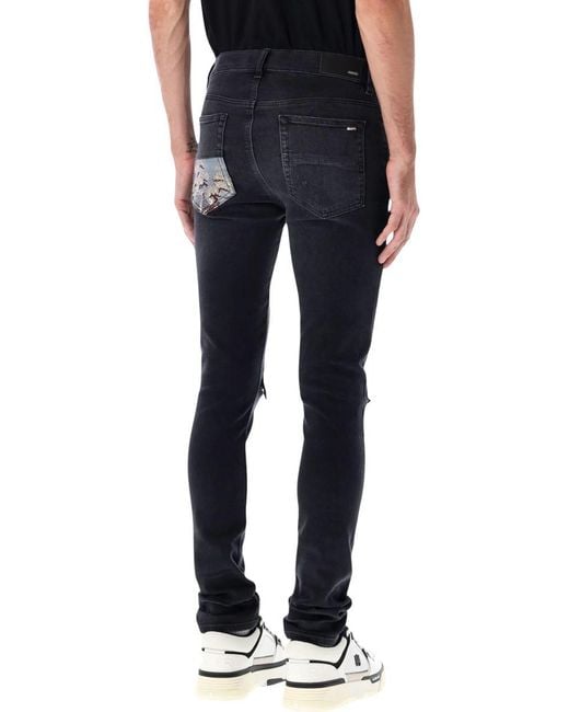 Amiri Blue Black Crane Mx1 Skinny Jeans for men