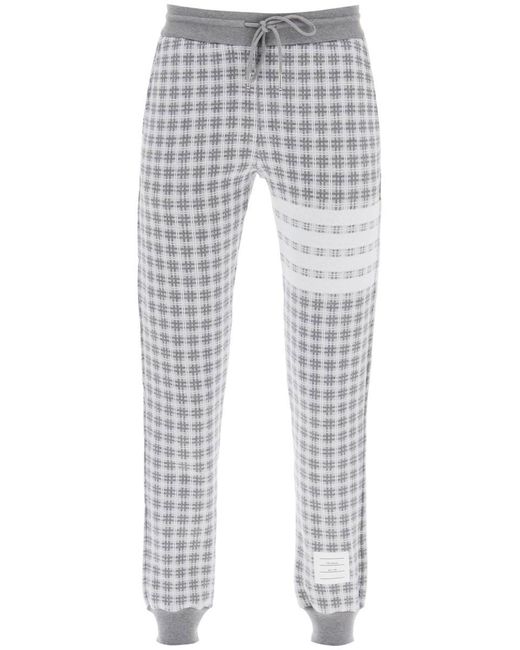 Thom Browne Gray 4-bar joggers In Check Knit