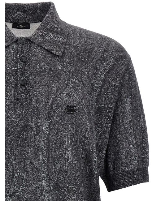 Etro Gray 'Paisley' Polo Shirt for men