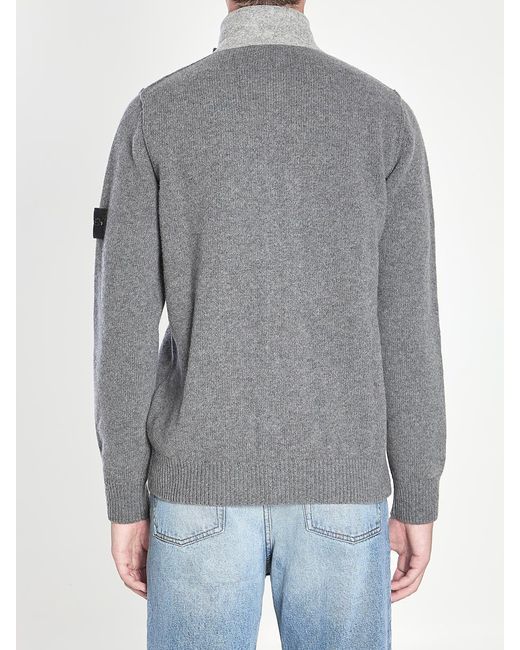 Stone Island Gray Sweater With Felt Details for men