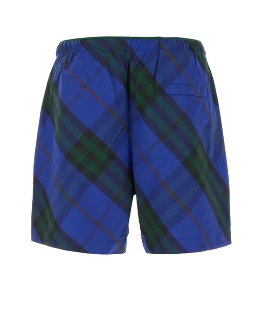 Burberry Blue Printed Nylon Swimming Shorts for men