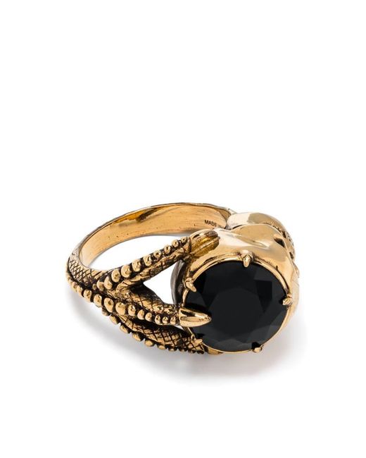 Alexander McQueen Metallic Victorian Skull Ring In Antiqued Gold for men