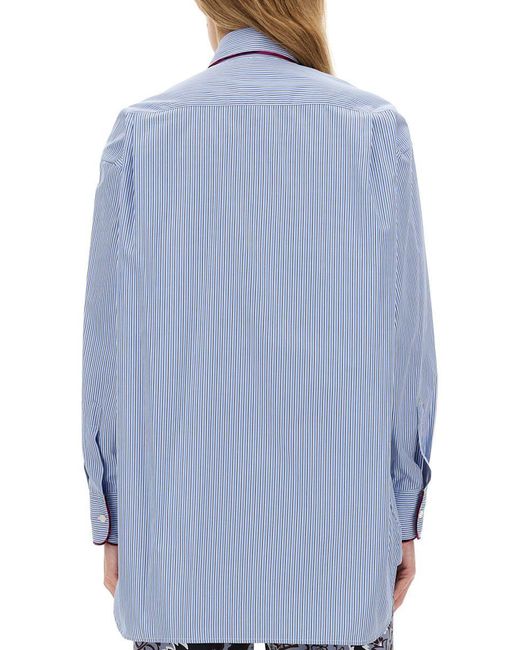Etro Blue Striped Cotton Shirt
