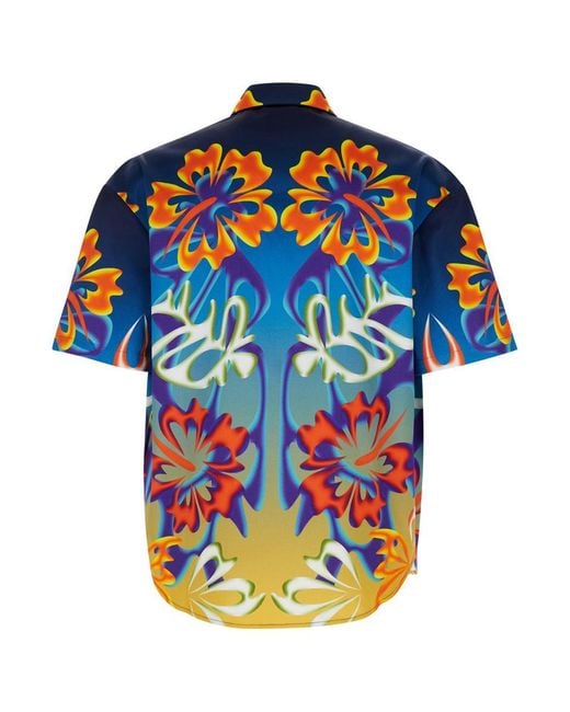 Bluemarble Blue Hibiscus Shortsleeves Shirt for men