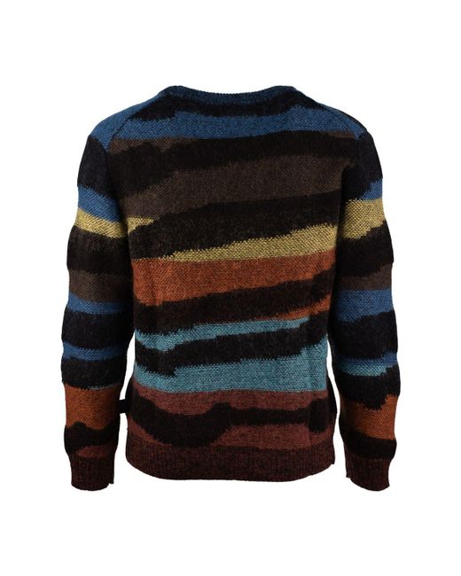Paul Smith Black Multi-Wave Stripe Cotton-Mohair Sweater for men